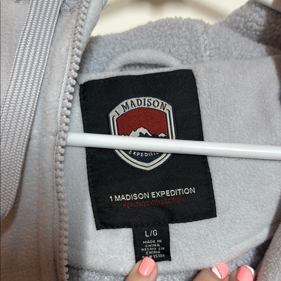 1 Madison Gray Teddy Jacket with Hood and Zipper - Picture 5 of 6